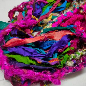 Sari Ribbon Yarn - Braided Lurex, Recycled Sari Yarn, Sari Silk Yarn, Recycled Silk, Hat Yarn, Jewellery Yarn, Recycled Craft Yarn