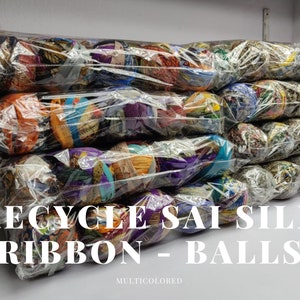 Recycled Sari Silk Ribbon - Balls | Silk Ribbon | Craft Ribbon Balls | Premium Ribbon-Balls | Indian Sari Ribbon Balls | Sari Silk Ribbon