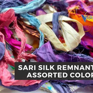 Sari Seidenband Reste, Schmuckband, Bastelband, Seiden Sari Band Scraps - Mehrfarbige Recycled Seide Stücke, Recycled Ribbon Scrap