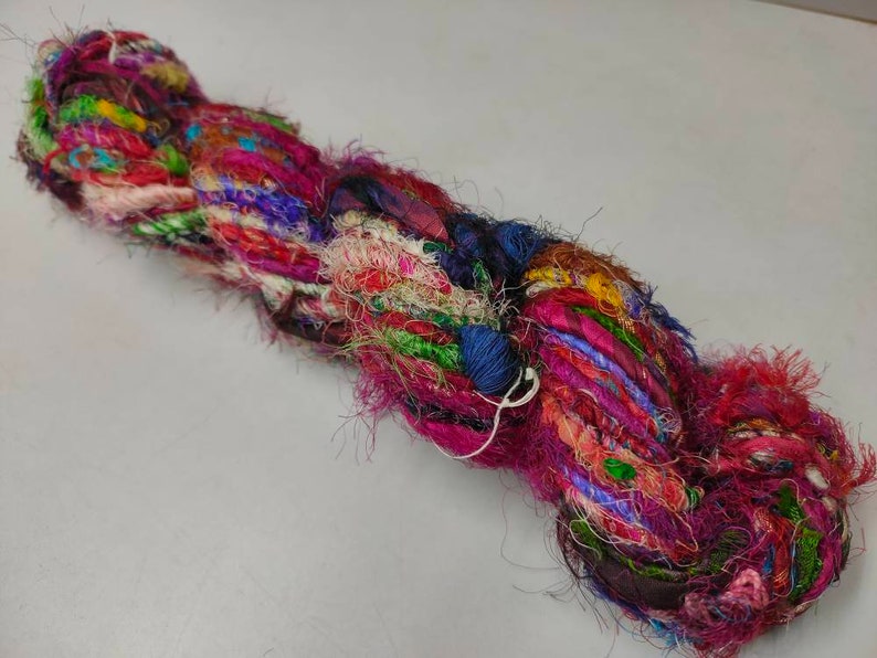 Recycled Sari Silk Yarn - Uncarded - SilkRouteIndia