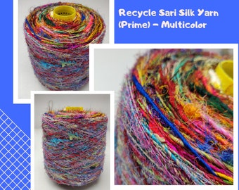 Hilo de seda sari reciclado multicolor: hilado a mano, 450 yardas