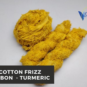 Turmeric Recycled Cotton Frizz Ribbon: Hand-Dyed Weaving Ribbon