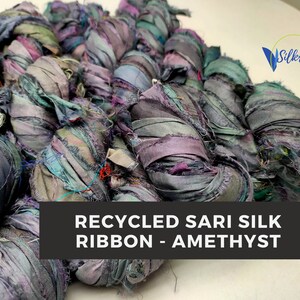 Recycled Sari Silk Ribbon - Amethyst | Sari Ribbon | Silk Ribbon | Recycle Ribbon | Sari Silk Ribbon | Recycle Silk Ribbon | Sari Ribbon
