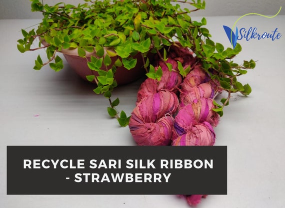 5x100 Gram Recycled Sari Silk Ribbon - Brick, Sari Silk Yarn, Recycled  Ribbon