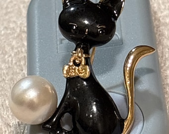 Vintage/moderne emaillierte Katzenbroschen