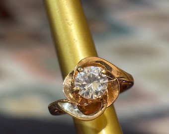 14k Ge Cubic Zirconia Wie Solitaire Ring- Gr. 6