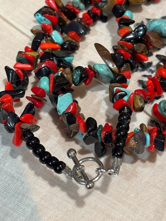 Multi-bead double stranded chip necklace - 25 inc… - image 4