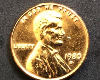 1980D USA Lincoln Penny Vergoldet Mit Michelob Light Emblem auf Rückseite + Box