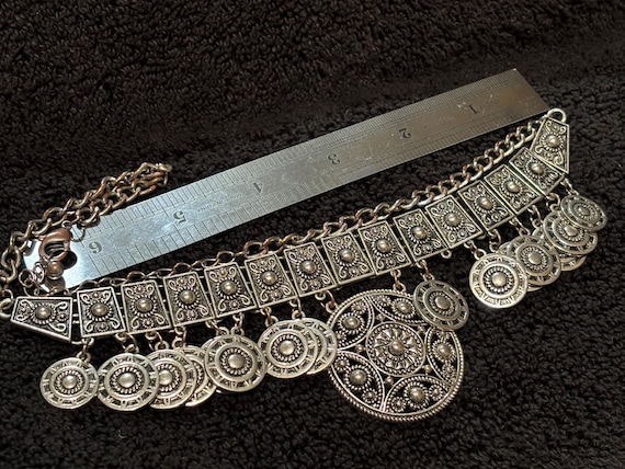 Silvertone paneled  statement necklace - image 4