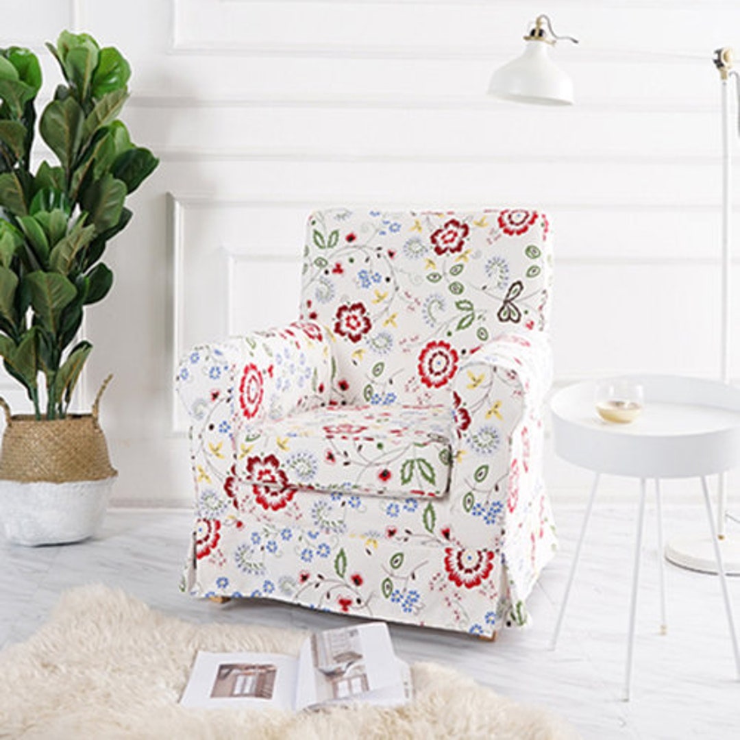 KK-12【新入荷　リサイクル品】IKEA EKTORP JENNYLUND 1シーターソファ　赤花柄 KK-12【新入荷 リサイクル品】IKEA EKTORP JENNYLUND 1シーターソファ