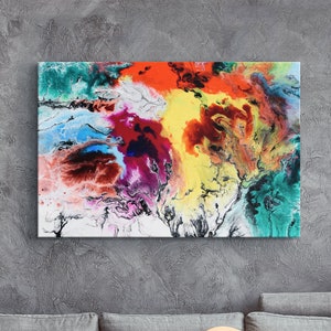 Colorful Abstract Wall Art, Framed & Ready To Hang, Minimalist Art, Office Wall Decor,  Bedroom Wall Decor,  Abstract Print, Colorful Art