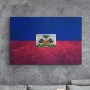 Flaga Haiti Canvas, Oprawione i Gotowe Do Powieszenia, Flaga Haiti, Flaga Haiti, Haiti Wall Art, Haiti Canvas Art, Haiti Gift, Haiti