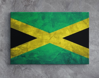 Jamaica Flag Canvas Print, Ready to Hang, Jamaican Wall Decor