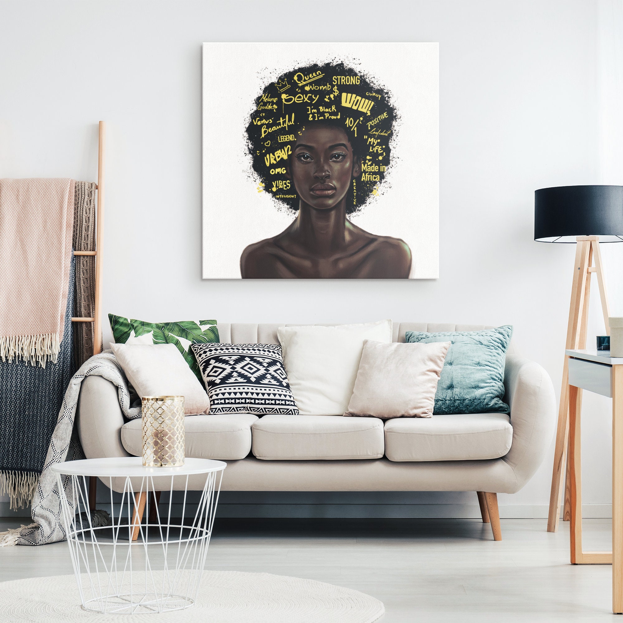 Afro Woman Art Framed & Ready to Hang Black Empowerment - Etsy