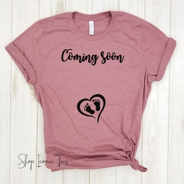 Coming soon feet heart - Preggers Shirt, Pregnancy announcement, Growing my tribe, Gender Reveal, Mom to be, Bun in the oven, Baby is coming