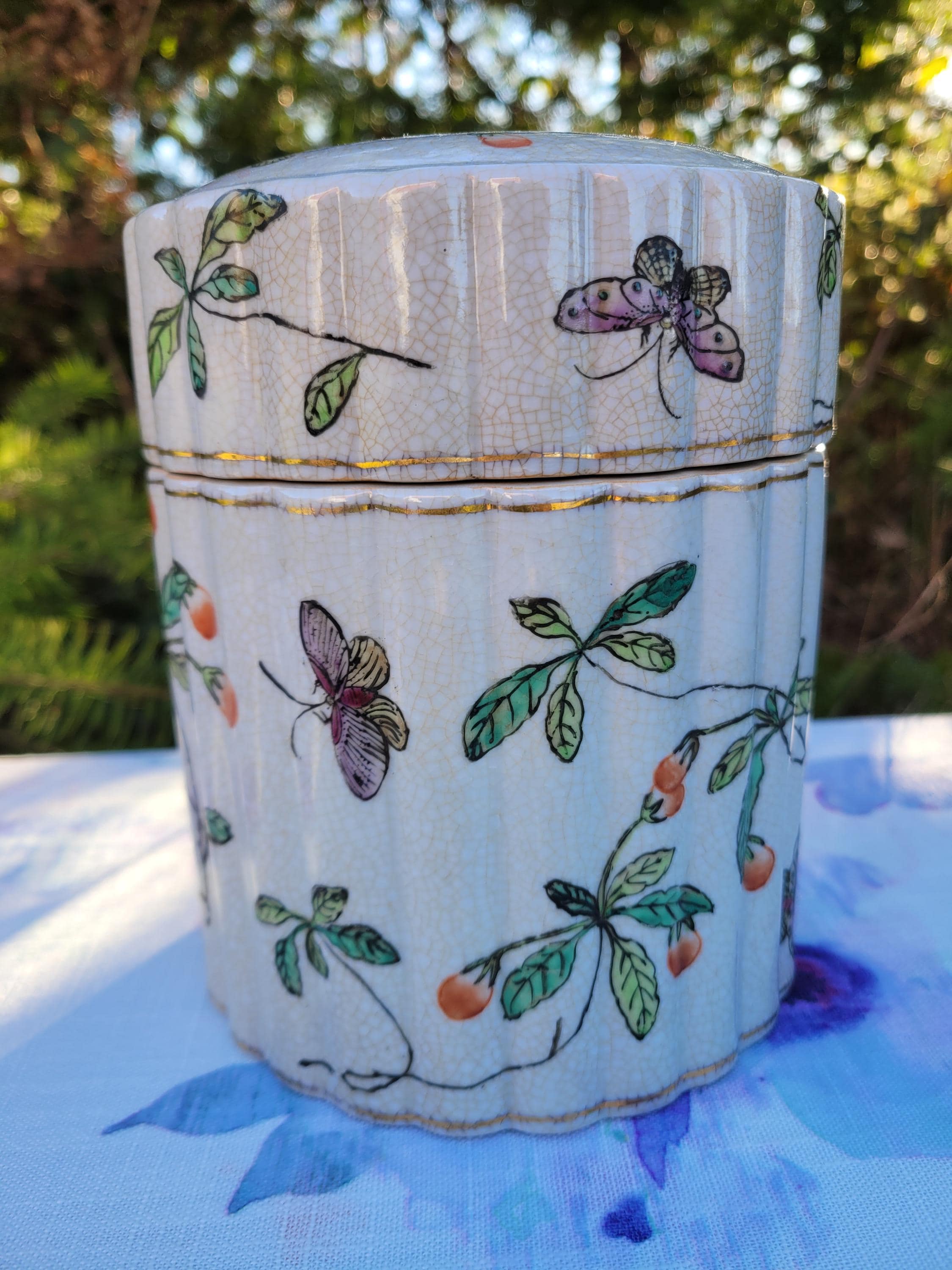 Vintage Butterfly Canister - Etsy