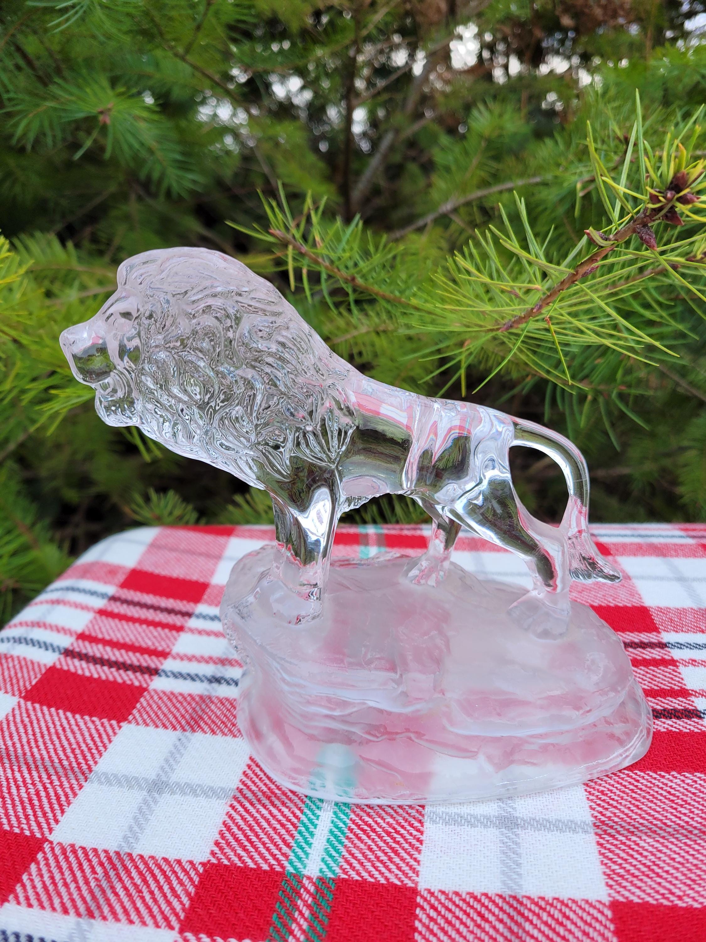 RED ASHAY LIONレッドアッシェイ ライオンFrosted Glass Vintage Rare Lion Ashtray - Etsy