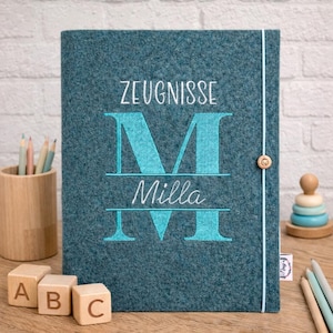 Zeugnismappe mit Namen Monogramm Initalien personalisiert Geschenk zur Einschulung Dokumentenmappe Zeugnisse