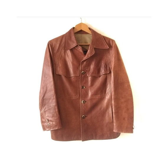 Vintage 70s Cortefiel Caramel Brown Distressed Lea
