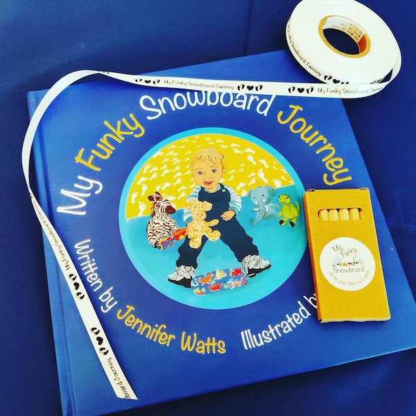 A Clubfoot Talipes Childrens Book.  Personalised bedtime rhyming story and memory journal keepsake. BOYS VERSION.My Funky Snowboard Journey.