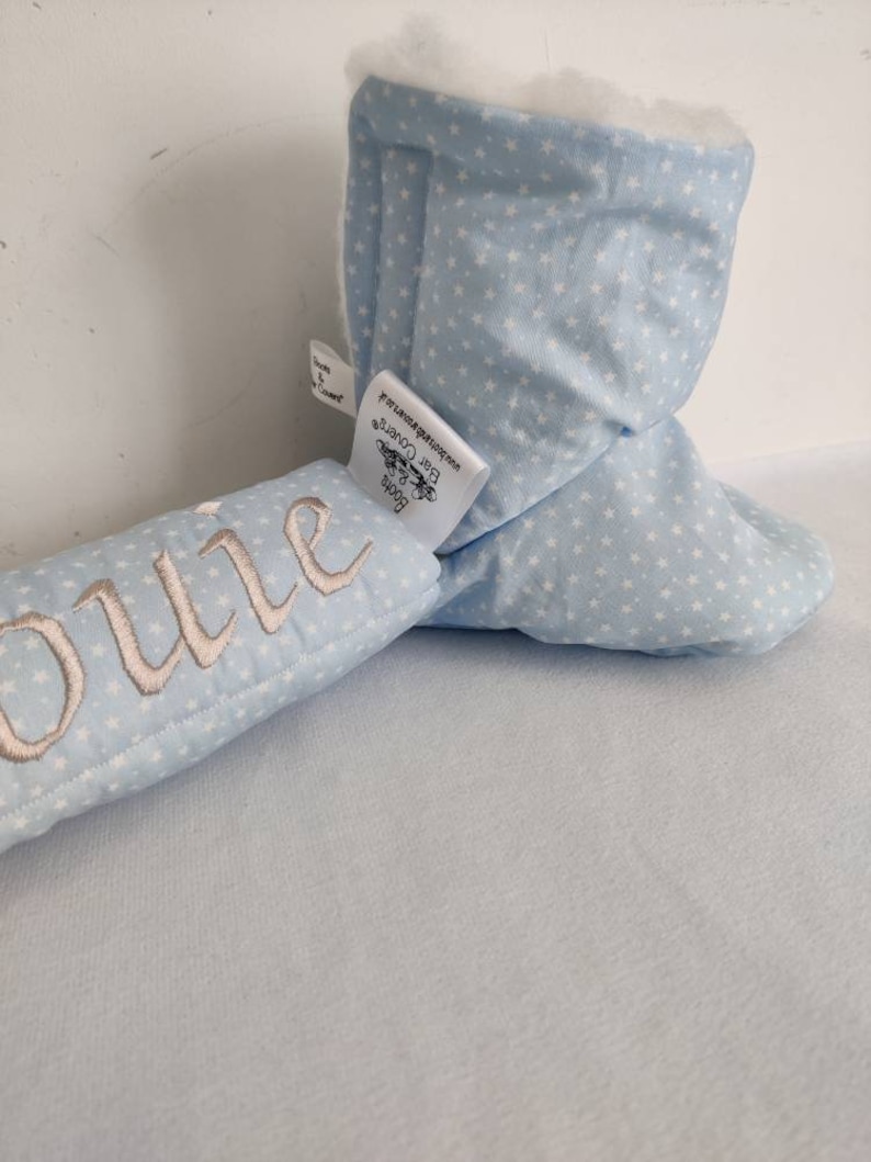 Ditsy stars on baby blue Boots and Bar Cover for Clubfoot Talipes. Funky Snowboard. Ponseti BnB FREE PERSONALISATION image 5