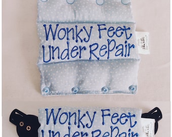 Ditsy stars on baby blue Boots and Bar Cover for Clubfoot Talipes.  Funky Snowboard. Ponseti BnB FREE PERSONALISATION