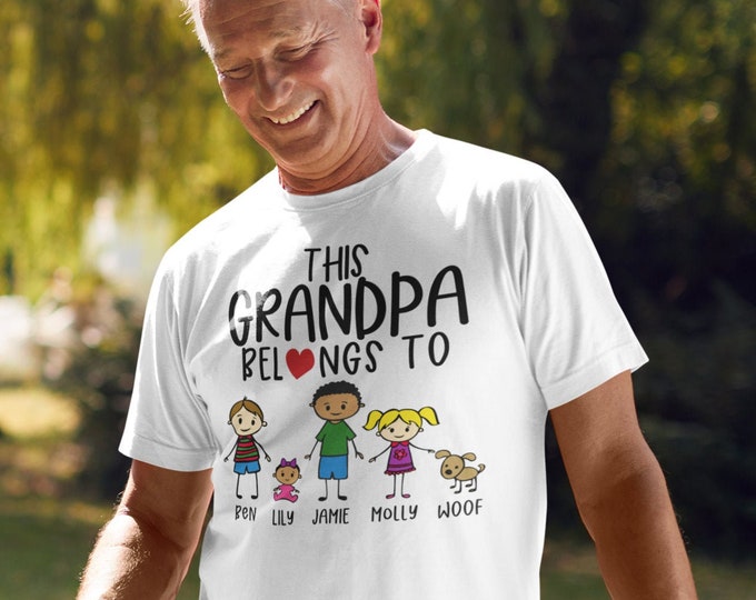 Personalized This Grandpa Belongs To Kids Names TShirt - Grandpa Gift Childrens Names Shirt, Gift for Grandpa, Grandpa Birthday Gift Unique