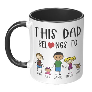 Personalized This Dad Belongs To Childrens Name Mug - Dad Mug with Kids Names, Gifts for Dad, Fathers Day Gifts, Stick Figure Family Mug