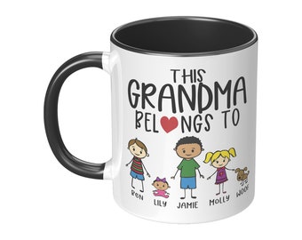 Personalized Grandma Mug This Grandma Belongs To Mug - Gift for Grandma Birthday, Grand Kids Names, Grandchildren Name Mug, Mothers Day Gift