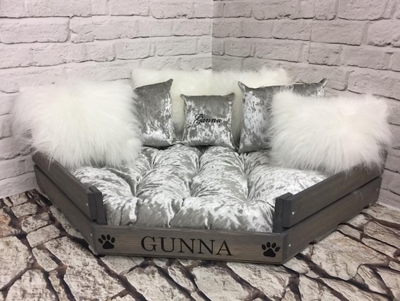 Personalised Grey Corner Bed For Cats Or Dogs Comes With Free Etsy