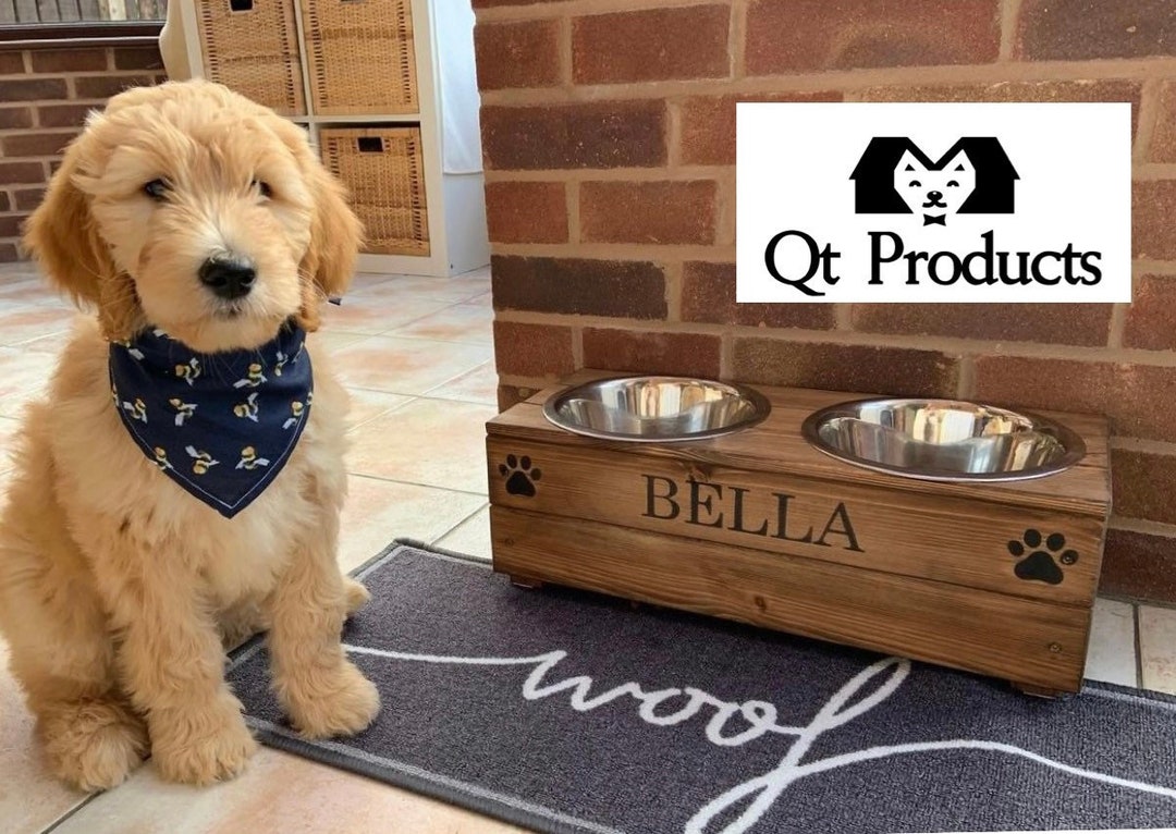 Raised Dog Bowl Add Custom Pet Name 17cm Tall Raised Dog Bowls Etsy