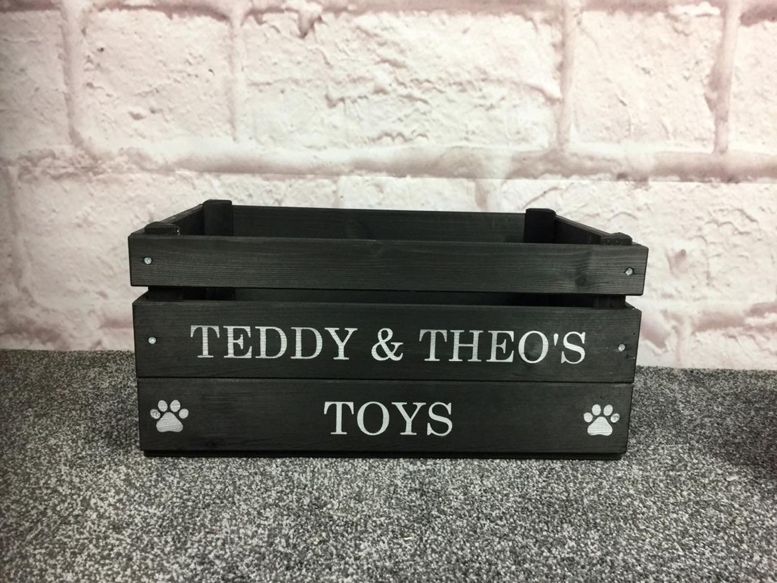 Large Personalised Toy treat box for your cat or dog in wood | Etsy