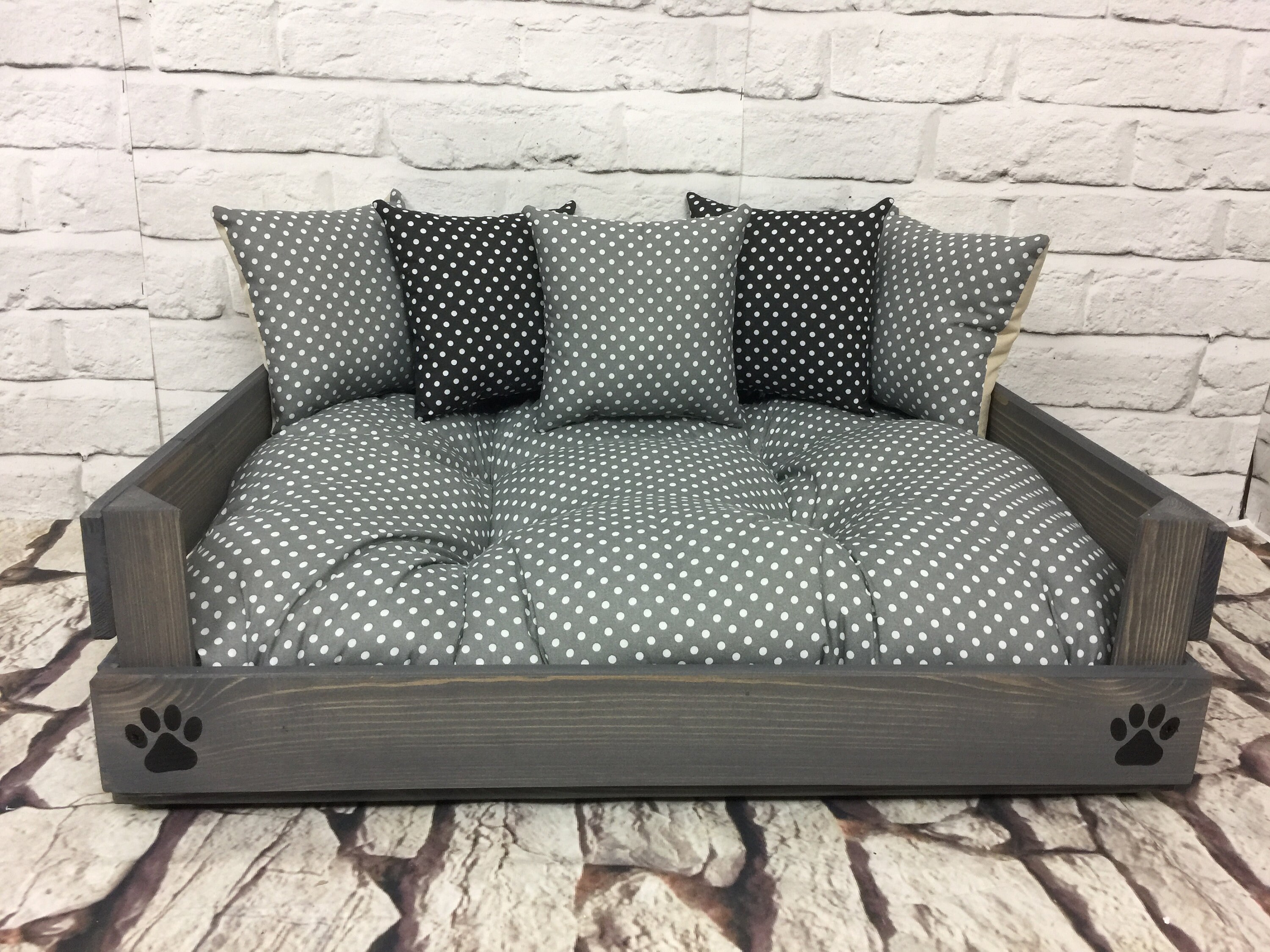 Personalised Dog Bed available in 4 sizes in Wood Grey or Etsy