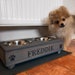 Small = 9cm High Raised Dog or Cat bowl stand - in 'Grey' with black text chose from 1, 2 or 3 bowl stand 