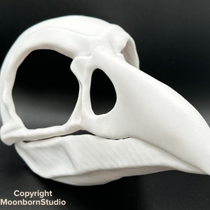 Raven Bird Skull Corvus Bone Skull Mask - Movable Moving Hinge Jaw- 3D Printed SkullDog Skulllie  Fursuit Base Spooky Costume Cosplay