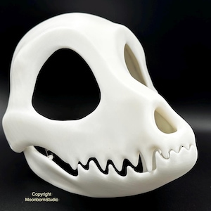 Toony Skulldog Knochen Fursuit Basis Maske - Bewegliche Scharnier Jaw - 3D Gedruckt Animierte Hunde Schädel Cartoon Niedlichen Wolf Dino Kostüm Cosplay