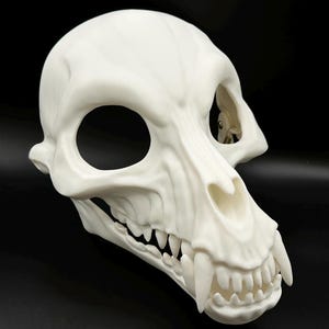 WereWolf Beast Skulldog Bone Mask - Movable Moving Hinge Jaw- 3D Printed Spooky Wolf Realistic Canine Dog Fursuit Base Costume Cosplay