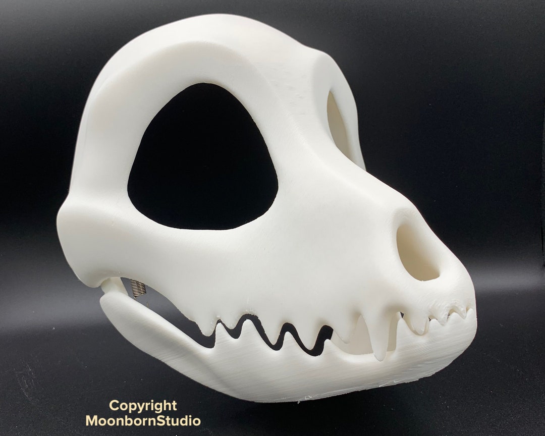 Toony Canine Bone Skull Mask Movable Moving Hinge Jaw 3D Printed