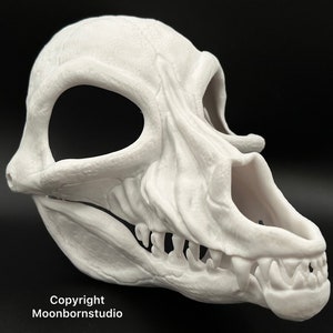 Wolf Deer Hybrid Skull Bone Skulldog Mask - Movable Moving Hinge Jaw- 3D Printed Wendigo Wolf Canine Fursuit Base Costume Cosplay Tribal