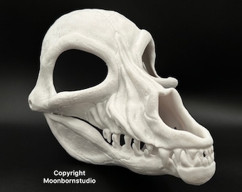 Wolf Deer Hybrid Skull Bone Skulldog Mask - Movable Moving Hinge Jaw- 3D Printed Wendigo Wolf Canine Fursuit Base Costume Cosplay Tribal