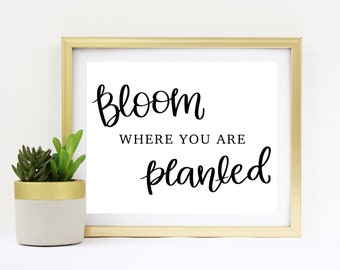 Bloom Where You Are Planted Sign | Spring Seasonal Sign Printable | Instant Digital Download