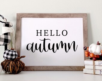 Hello Autumn Sign | Fall Autumn Seasonal Sign Printable | Instant Digital Download