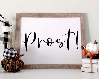 Prost Cheers Sign - Oktoberfest Printable for Fall Party Decor, German Beer Celebration Wall Art - Instant Digital Download