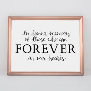In Loving Memory Memorial Sign | Loved Ones Heaven Wedding Memory Sign Printable | Instant Digital Download
