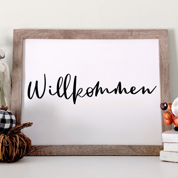 Willkommen Welcome Sign | Oktoberfest Holiday October Fall Autumn Seasonal Sign Printable | Instant Digital Download
