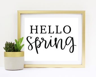Hello Spring Sign | Spring Seasonal Sign Printable | Instant Digital Download