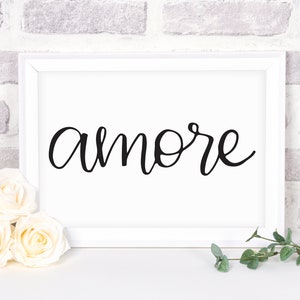 Amore Sign - Valentinstag Zitat, romantische italienisch inspirierte Wandkunst, sofort digitaler Download