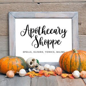 Apothecary Shoppe Sign - Halloween Printable Wall Art, Spells and Elixirs Potion Decor - Instant Digital Download