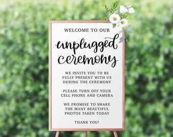 Unplugged Ceremony Wedding Sign | Wedding Welcome Ceremony Printable | Instant Digital Download