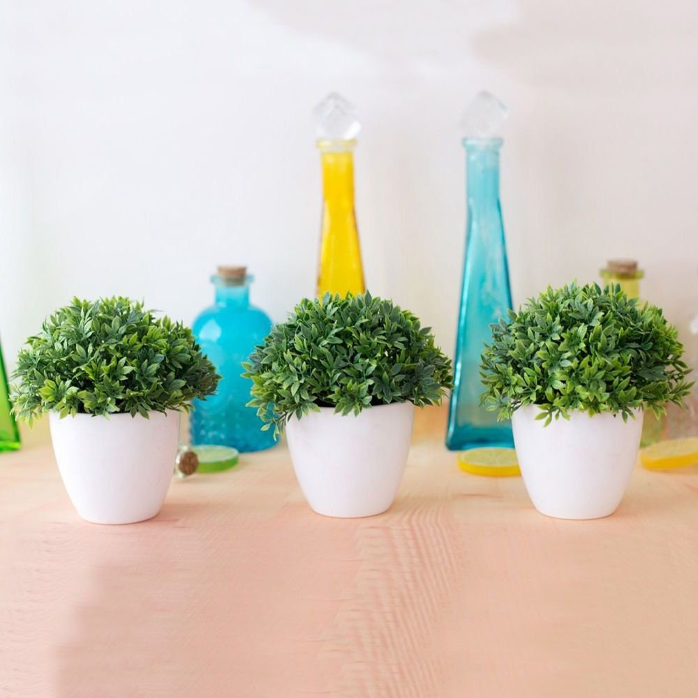 3 Artificial Greenery in Pots Set Faux Plants Fake Etsy